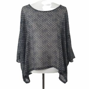 Audrey 3+1 Navy Zebra Print Sheer Shark Bite Top